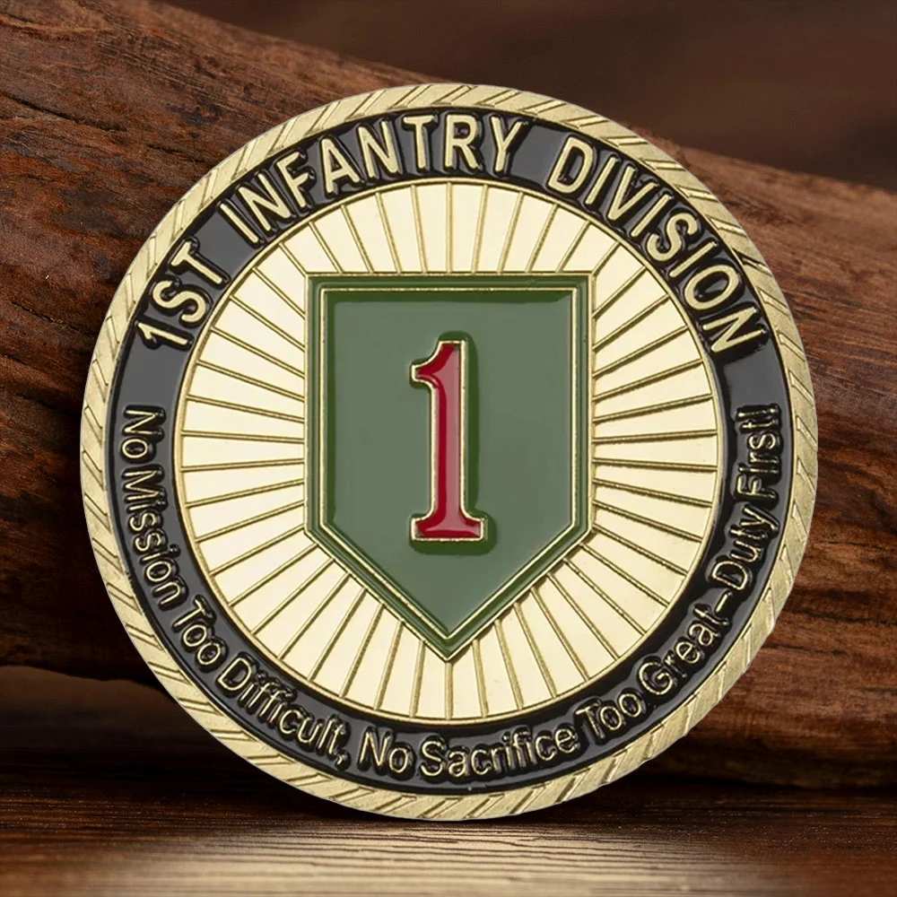 USA 1st Infantry Division Commemorative Coins Gold Plated Department of The Army Souvenir Coin Challenge Gift