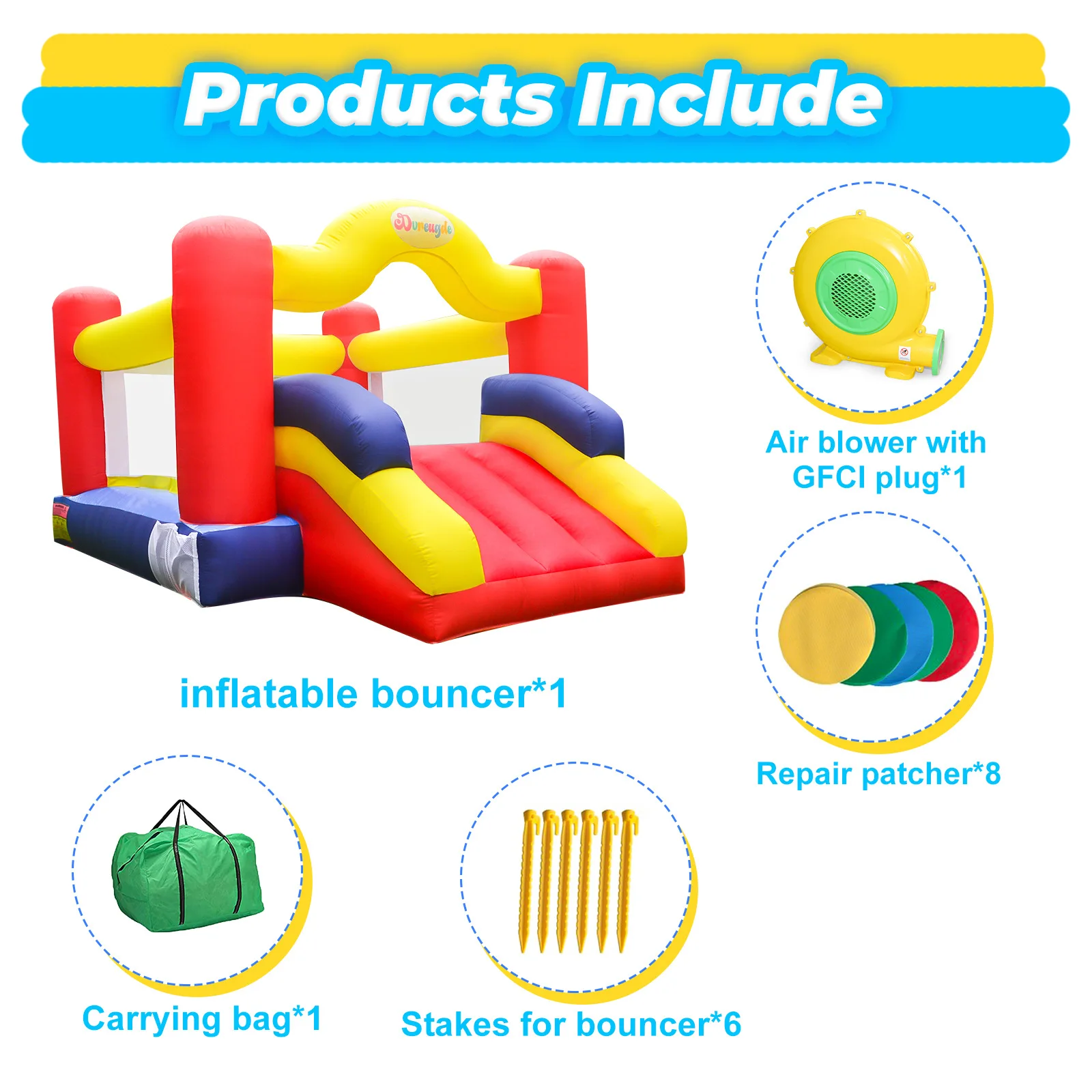 1.8x2 7x3.66m maison de rebond Mini château de saut gonflable avec ventilateur pour enfants enfants décoration de fête d'anniversaire château gonflable