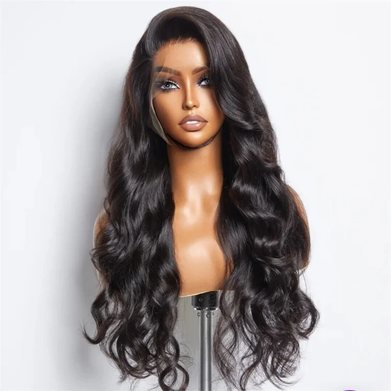 

Black Color Wave 30inch 5x5 Silk Base Jewish Human Hair Wigs With Baby Hair HD Lace European Hair Glueless Preplucked Wig