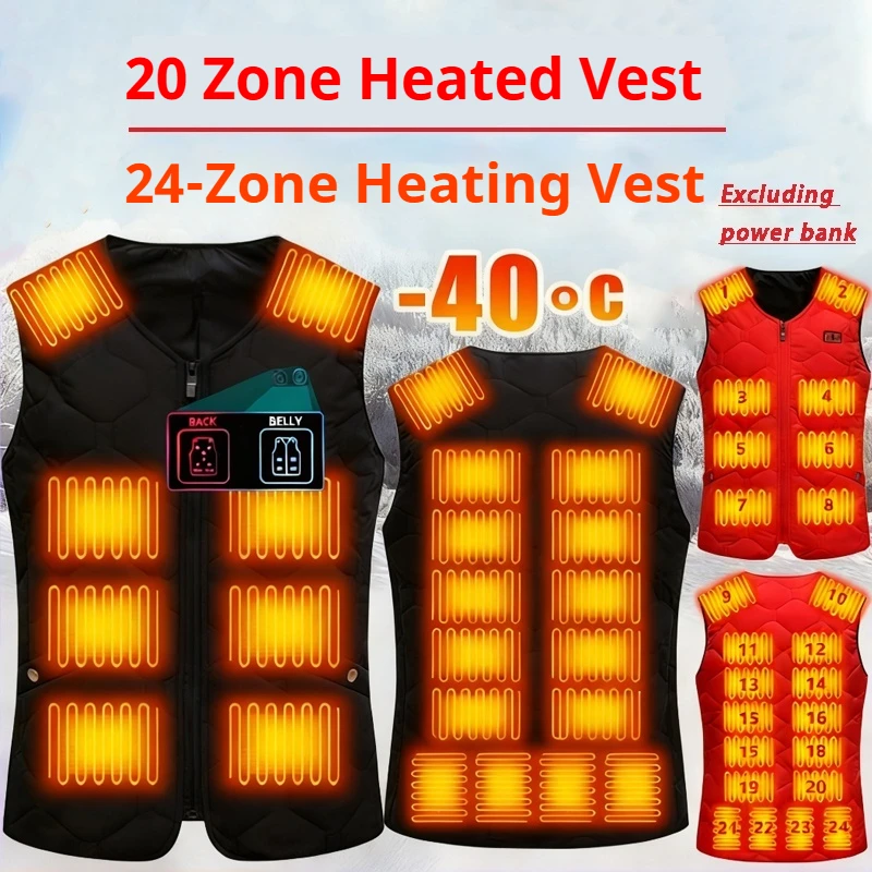 

Intelligent Temperature Control Electric Heating Vest Unisex 20 Zone Dual Control Charging Heating Warmth Motorcycle Rider Vest