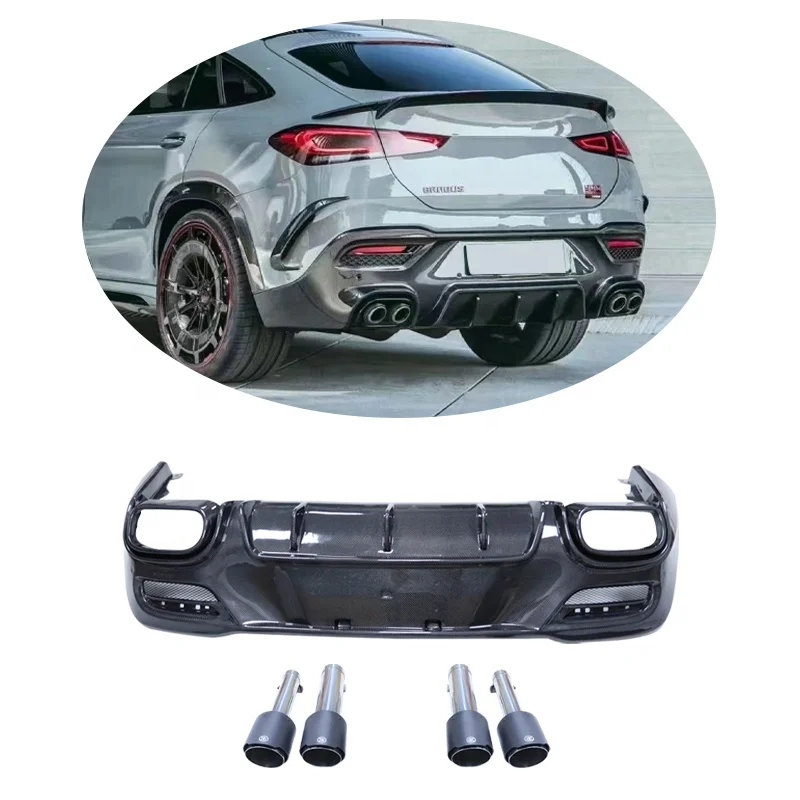 

Carbon Fiber Rear Lip Diffuser with Exhaust Tips Protector for Mercedes Benz GLE Class W167 GLE350 GLE450 GLE63 Coupe 2020UP
