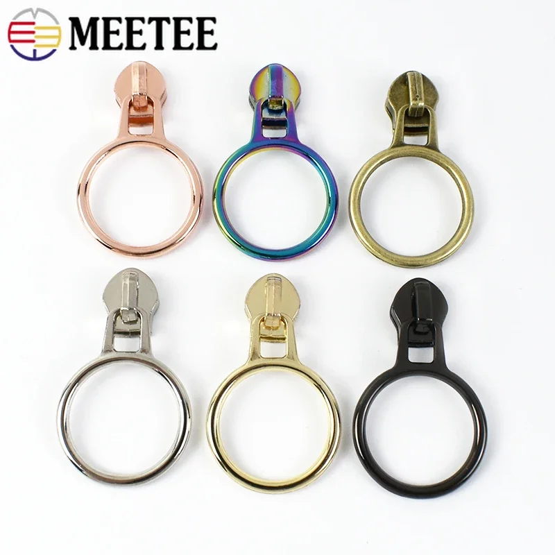 Meetee 5/10/20Pcs 5# O Ring Zipper Puller for Nylon Zips Sewing Zippers Head Plastic Zip Sliders Repair Kit Garment Accessories