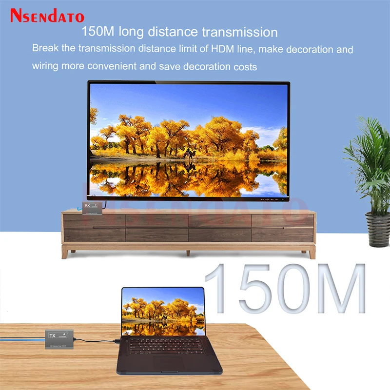 150m 1080P HDMI-Compatible IR Extender over TCP IP Cat5e/6 Rj45 HD audio Transmitter Receiver Network Extensor Extender For TV