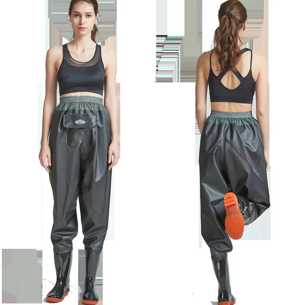 

Breathable Pants Half Body Fishing Pants Convenient Pants with Shoe for Outdoor Outside (Black and Green, 41 Yard)