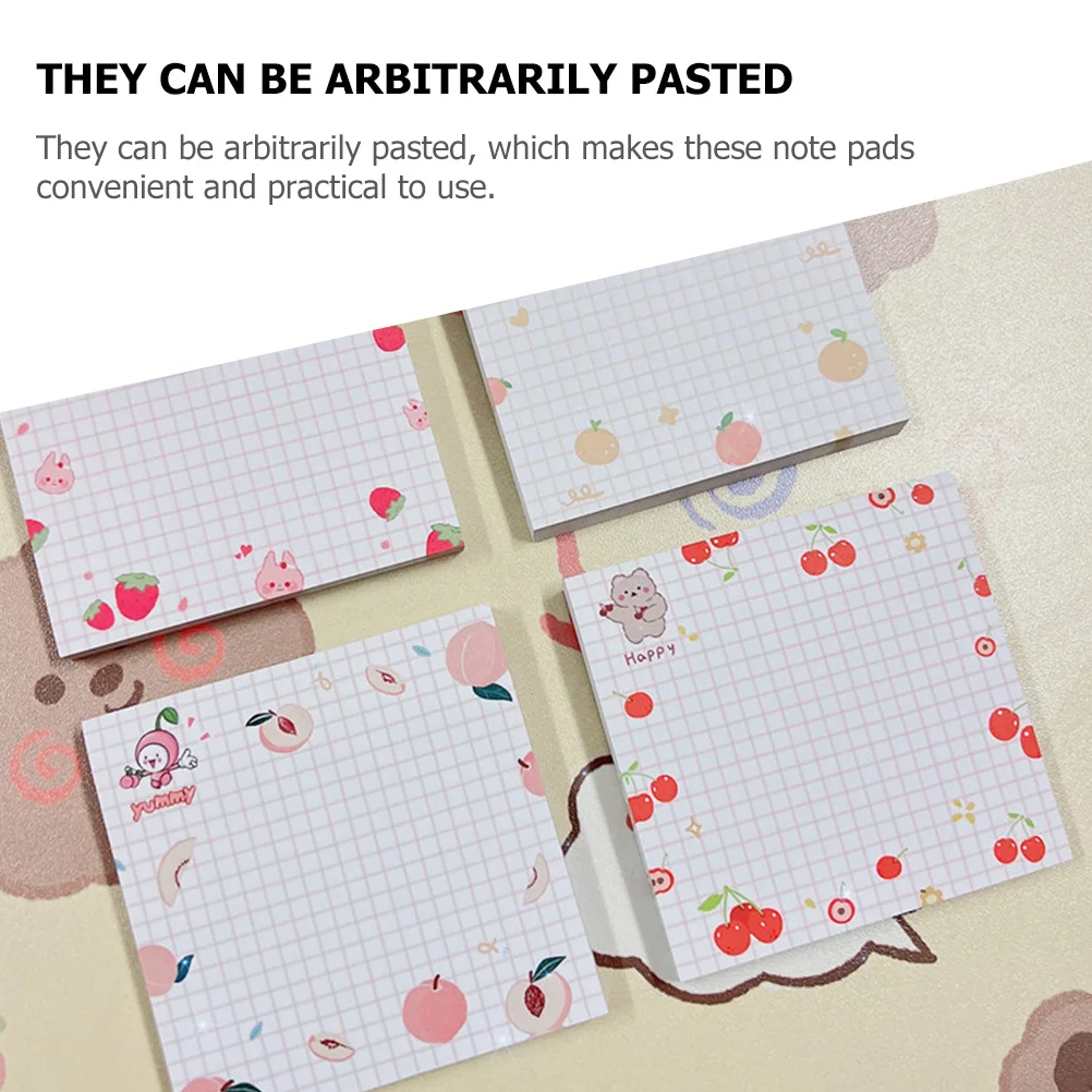 Bloc-notes de fruits autocollants de notes portables pour bureau école usage domestique papier auto-adhésif déchirable conception compacte animaux