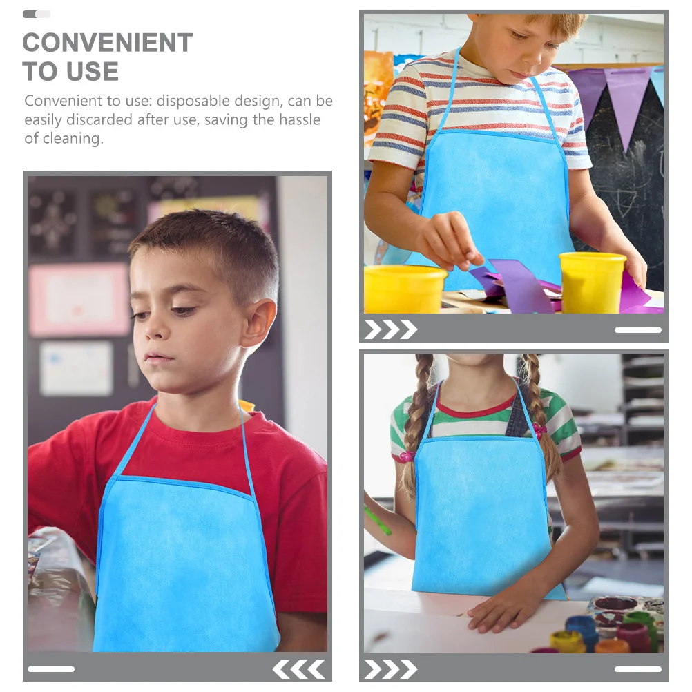 

12Pcs Kids Painting Aprons Non-Woven Disposable Stain Protection Multi-Function Baking Crafting Drawing Kid Aprons