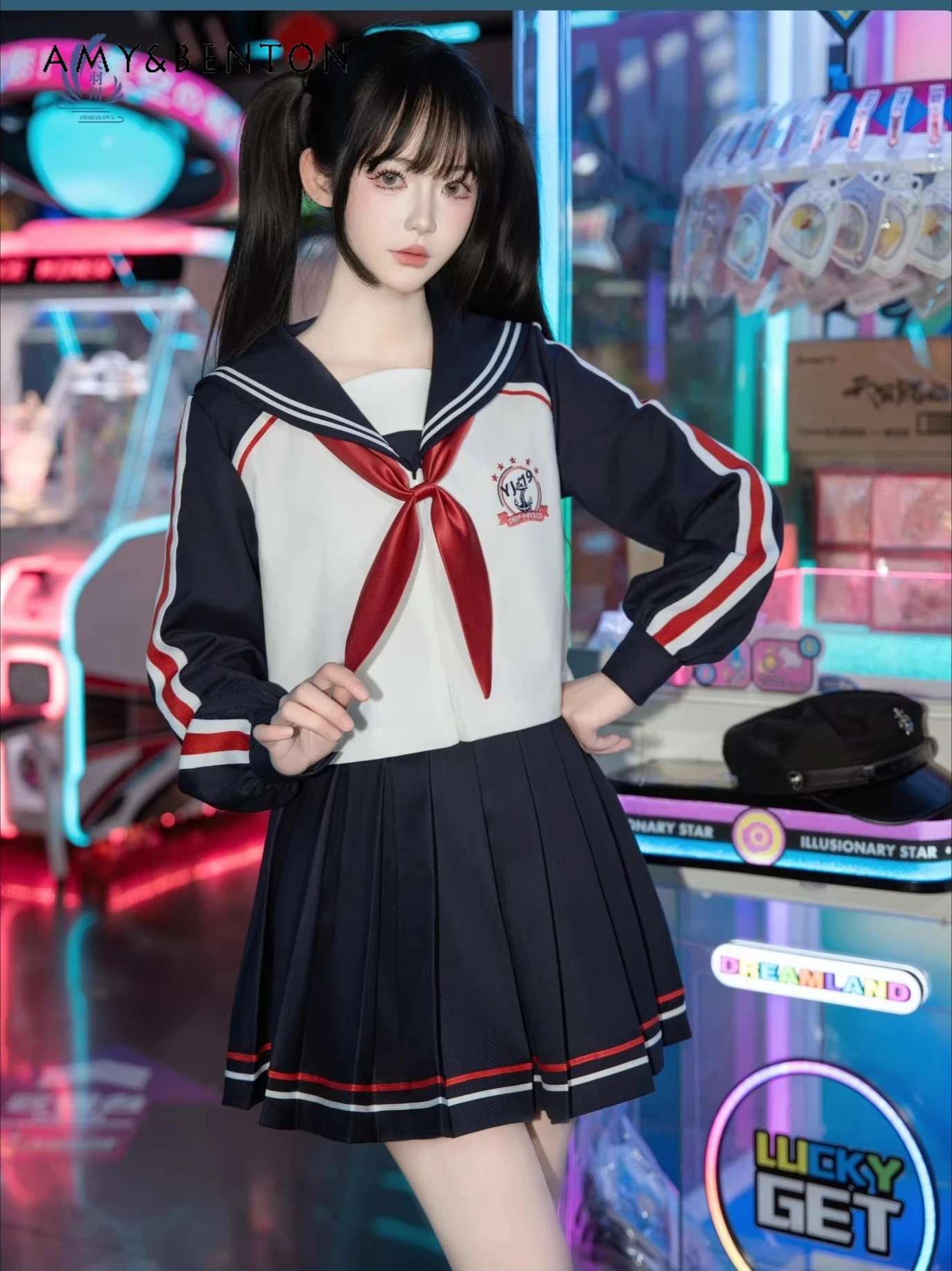 

Комплект в морском стиле: повседневное пальто, униформа JK, плиссированная юбка с длинными рукавами и матросским воротником. Женский весенне-летний комплект с юбкой для милых девушек.