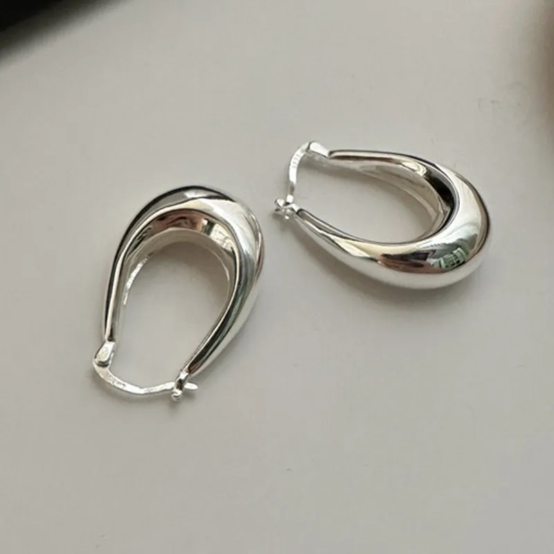 BOCAI New 100% S925 Silver Jewelry Fashionable Crescent Earrings Simple Women's Earrings Wholesale Free Shipping