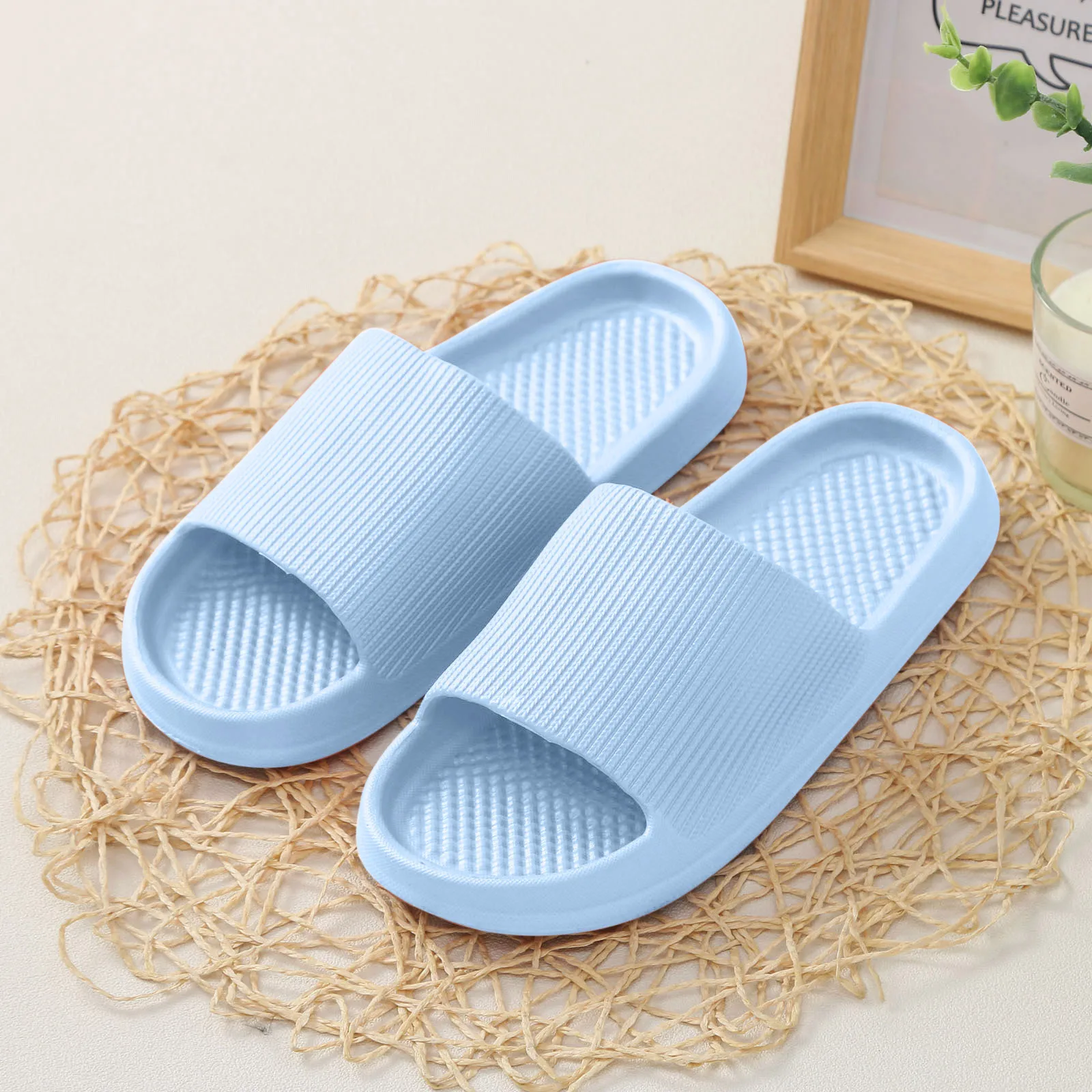 2024 Fashion Men Women Slippers Homewear Anti Slip Wear Resistant EVA Thick Sole Comfortable Indoor Slippers Bathroom Flip Flops