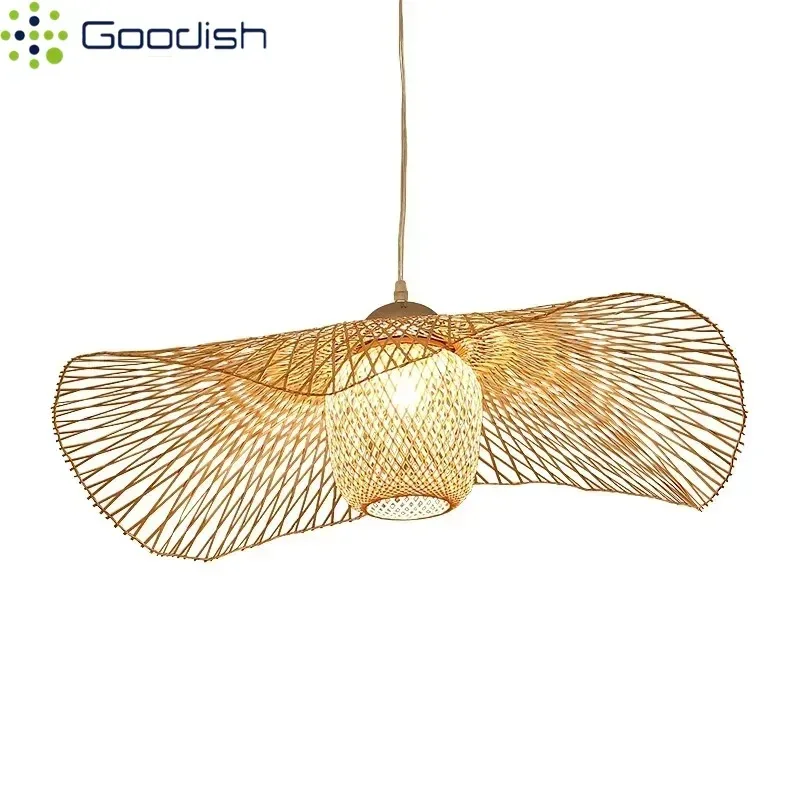 

Современная простота, бамбуковая деревянная соломенная шляпа, светодиодные подвесные светильники, уникальные креативные лампы для гостиной, украшение дома, люстра