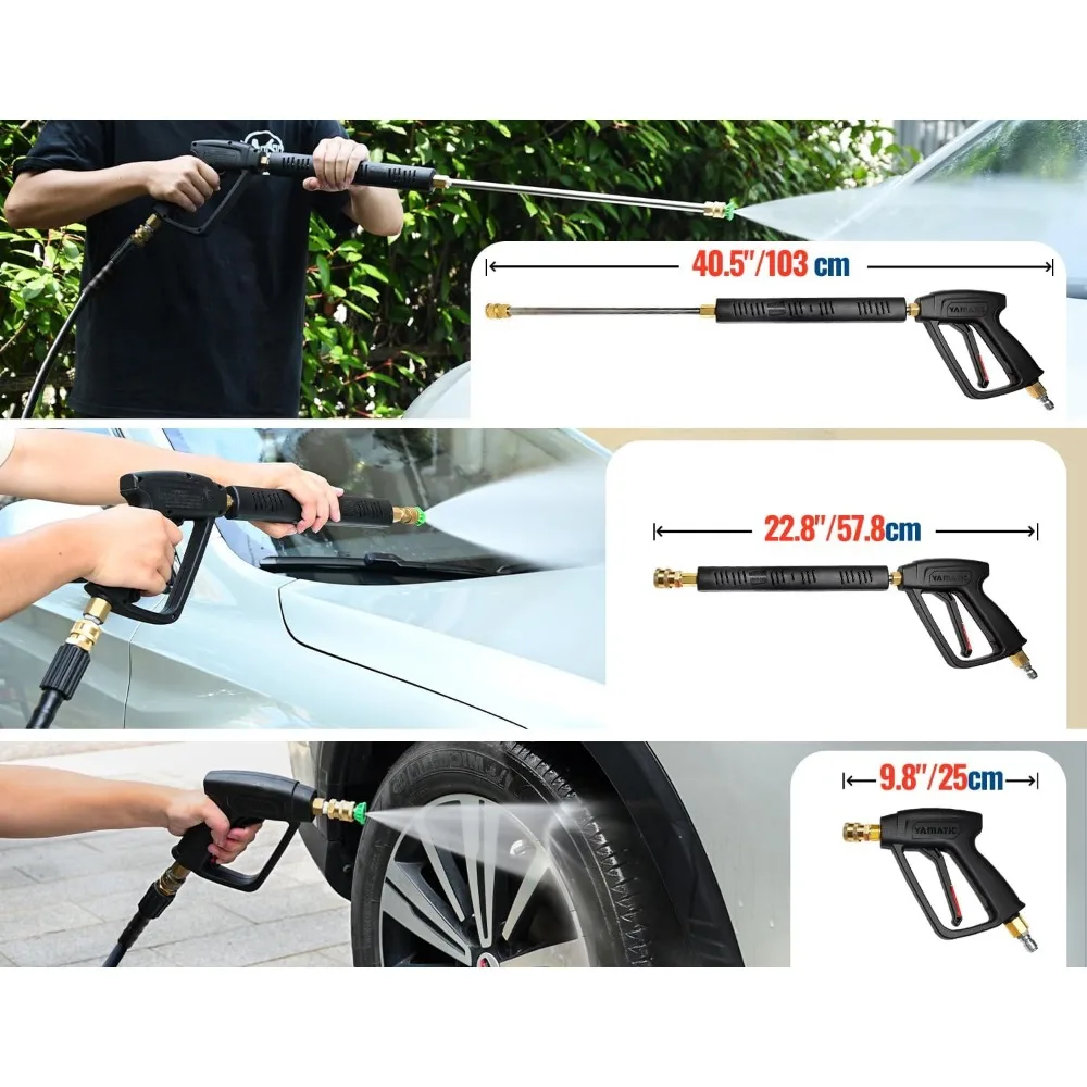 

Pressure Washer Gun and Hose Kit, 25 FT Kink Resistant Power Washer Hose and Wand, 3/8" Swivel Quick Connector & M22-14mm
