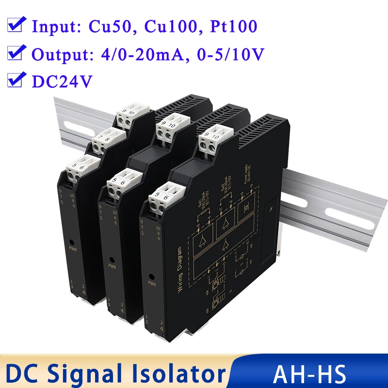 Pt1000 RTD Signal Isolator Input 4-20mA 0-10V 0-5V 1In 1Out Thermal Resistance Temperature Transmitter Signal Isolator Converter