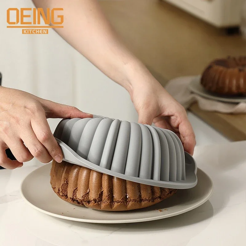 

8/9In Silicone Bundt Baking Cake Pan Nonstick For Pastry DIY Chocolate Pie Log Sponge Round Ring Cake Mold Bakeware Accessory