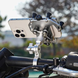 Universal Motorcycle Phone Stand 2025 New Alloy Shock-Absorbing Phone Holder 360° Rotary Adjustable Motos Navigation Bracket