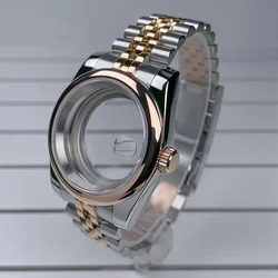 39mm NH35 Case R Bezel Rose Gold DJ 2 Tone Sapphire Glass Skx Mod DJ Modification Parts Fit NH35 NH36 Movement Steel Watch Case