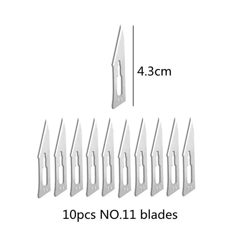 NO.10-24 Metal Steel Carving Blades Handle Surgical Tool DIY Cutting Phone PCB Repair Craft Knife Scalpel Kit Set With box