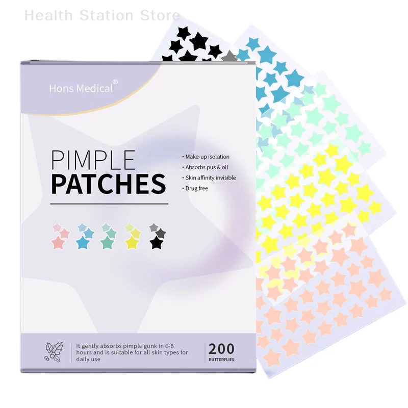 200 PCS สีสันน่ารักรูปดาวสิวสติกเกอร์ที่มองไม่เห็นสิวกําจัดสิว Patch Skin Care