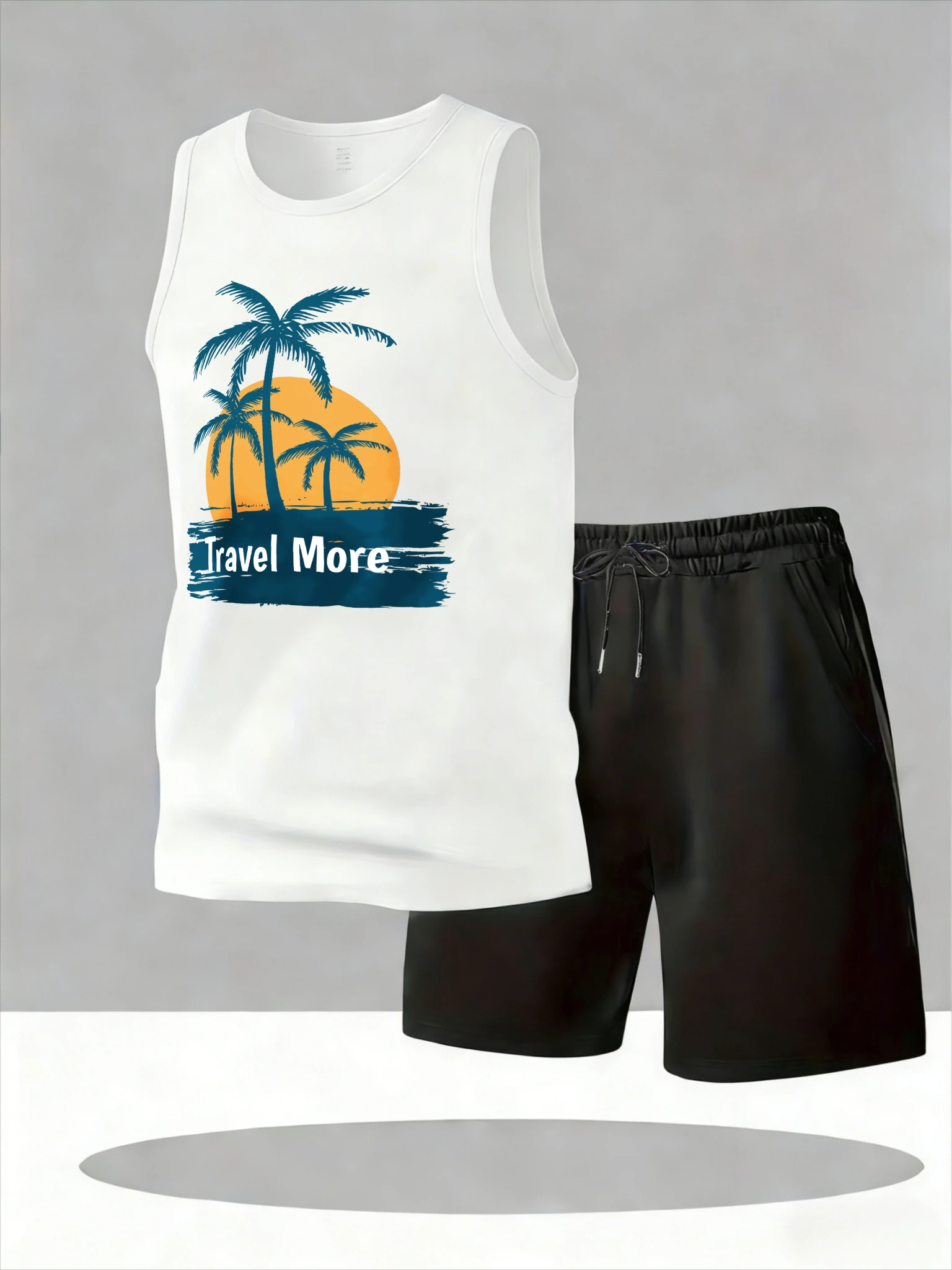 

Men's Tank Top Sets 2026 Summer Quick drying sports crewneck oversize Breathable seaside Tracksuit men running men's suits