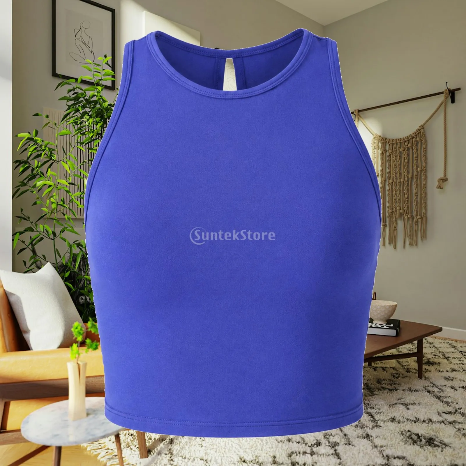 Women's Athletic Crop Tank Top Close-Fitting Crop Tank Top with Built-in Bra Cups Supportive Cropped for Pilates, Running