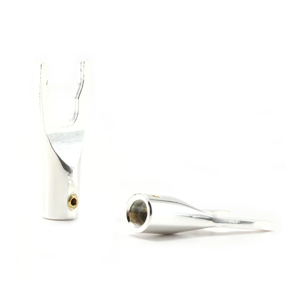 

Preffair 8PCS SY1510 Silver Plated Spade Plug Speaker Cable Wire Connector HiFi Spade Plug Connector