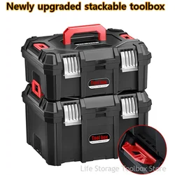 Grande Capacidade Empilhável Hardware Tool Box Metal Buckle Mala Ferramenta portátil Bucket Bag Caixa de ferramentas de rodas