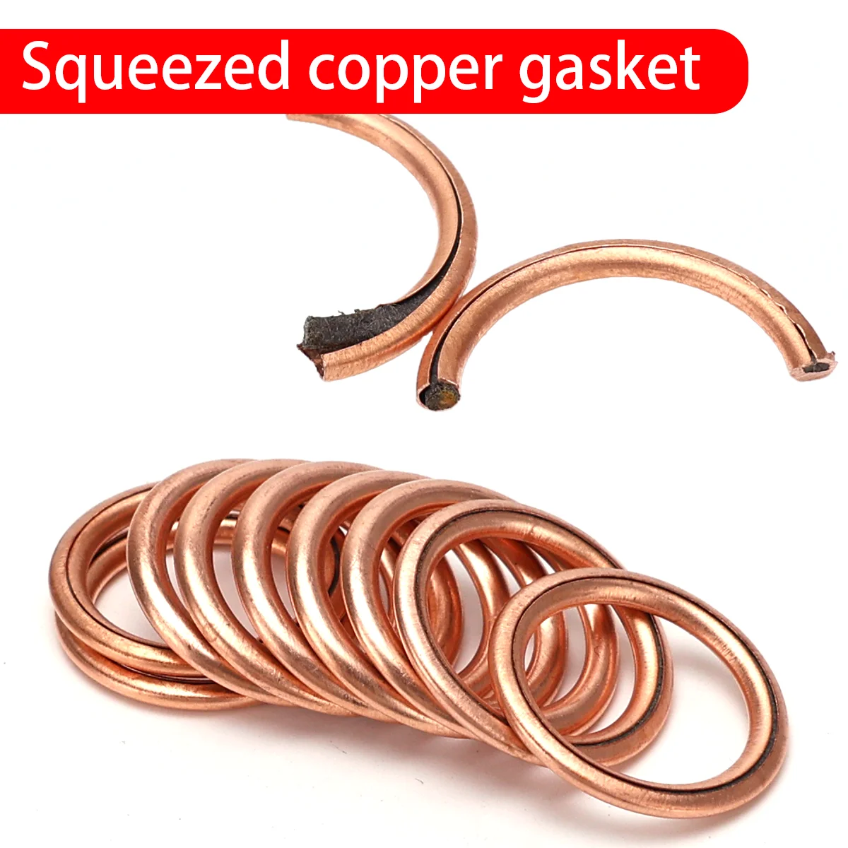 130PCS Copper-Clad Cotton Washers, Copper-Clad Cotton Gaskets, Squeeze Seals, Copper-Colored Cotton Washers, Oil Drain Screw Was