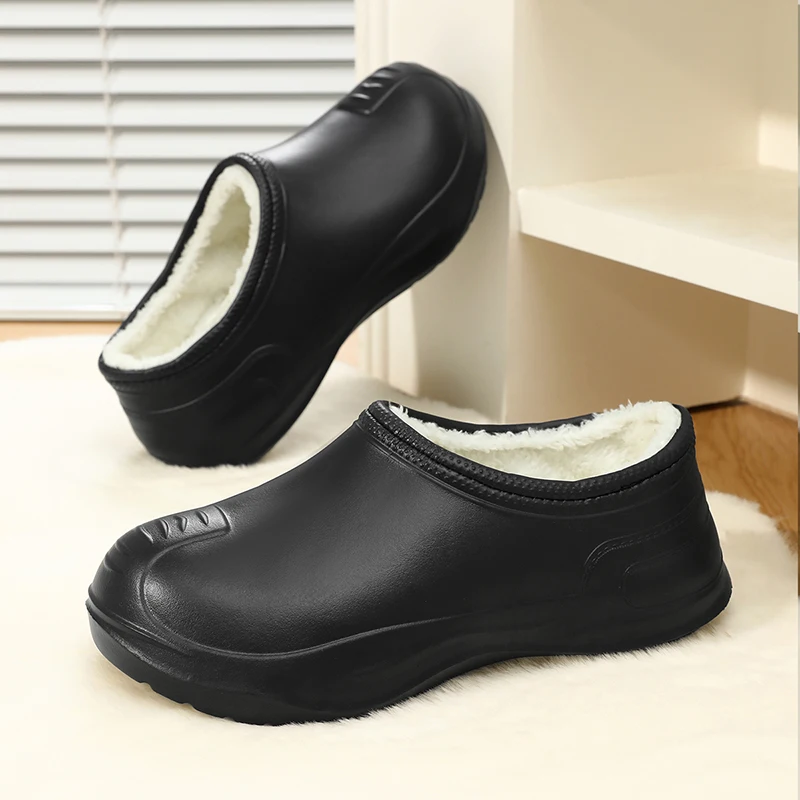 

YRZL Comfortable Slippers for Men Winter Warm Thermal Non-Slip Shoes Fuzzy Lining Indoor Outdoor Anti-Skid Men Winter Slippers