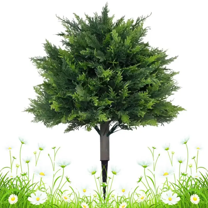 

Artificial Cedar Tree Faux Cypress Flowerpot Decor Weatherproof Evergreen Tree 2 Ft With Ground Spike For Patio Garden Entryway