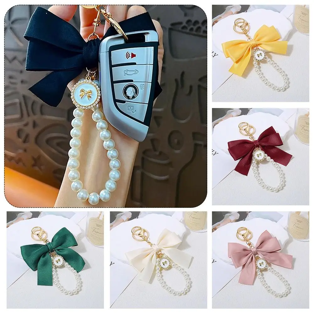 

Large Bowknot Bowknot Key Chain Pearl Bow Multi-color Hanging Ornament White Bowknot Handmade Jewelry Key Ring Backpack Decor