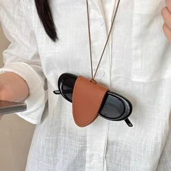 Eyeglasses Storage Bag Pendant Unisex Leather Case Cover Sunglasses Key Case Box Chain Reading Portable Colorful Bag Necklace