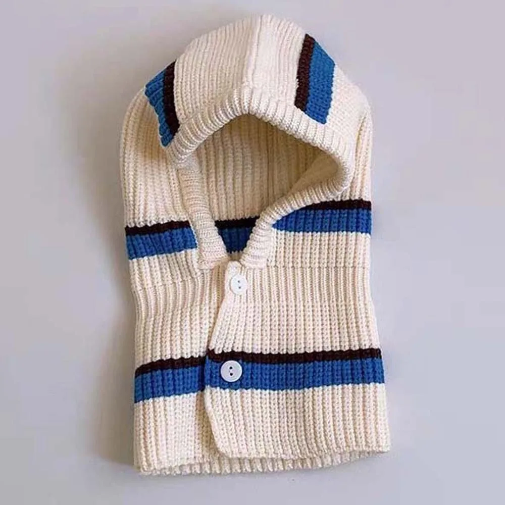 

Мягкая вязаная шапка-бини для младенцев, шапка-балаклава с пуговицами, головной убор в корейском стиле, эластичная шапка-пуловер для младенцев, теплая