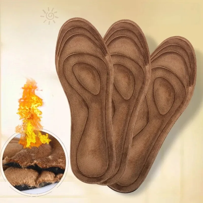 

2 Pairs Thick Warm Fleece Insoles for Winter Shoes Soft Comfortable Cushion Pads for Sports Boots Slippers