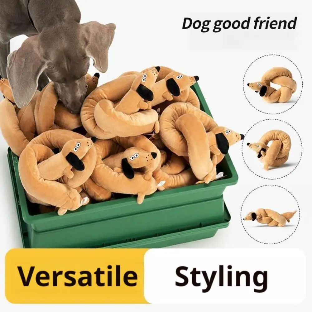 Würmelförmiges Hundespielzeug Unterhaltsames Dackel-Plüschtier mit Langem Körper Quietschspielzeug für Katzen & Hunde