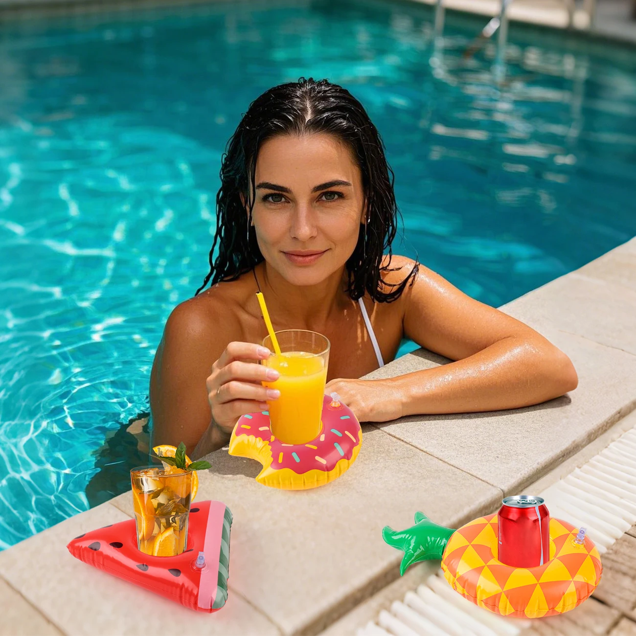 Portavasos Flotante Inflable para Piscina, Soporte para Bebidas, Mesa Refrigerante, Accesorios para Fiestas en la Piscina y la Playa, 3/6/12 Piezas