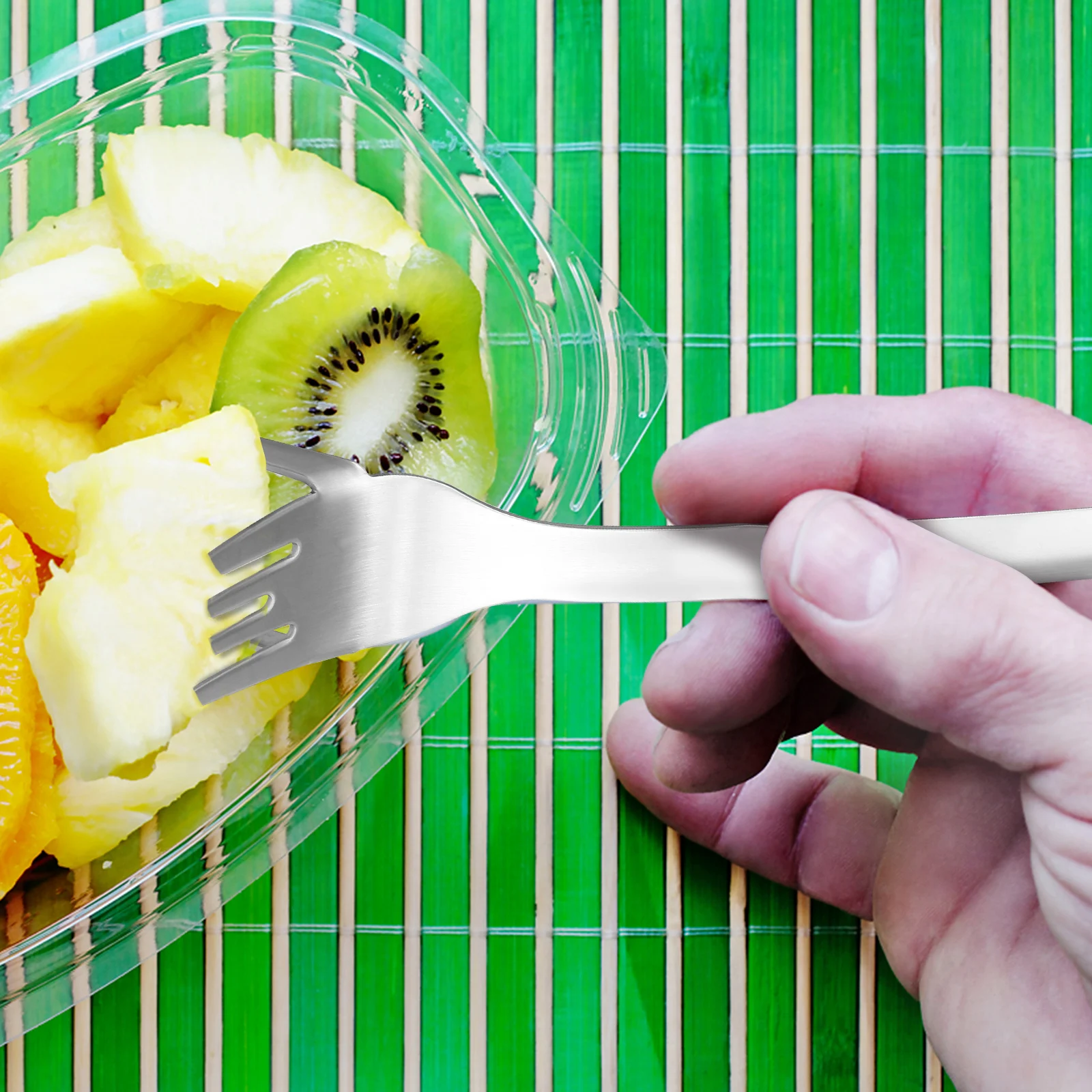 

2 Pcs Watermelon Fruit Cut Fork Cutter Creative Chopper 304 Stainless Steel Slicing Picker Tool