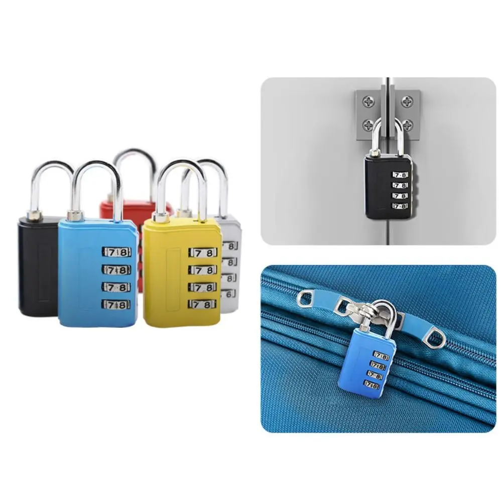 Portable Zinc alloy 4 Digit Password Lock Anti-theft Padlock Dormitory Cabinet Lock Backpack Zipper Lock Home