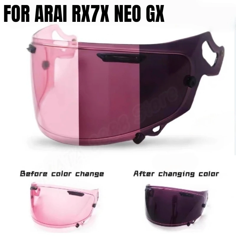 

Suitable for AR AI RX7X NEO GX Retro Helmet Visor Pink Color Changing Lens Day and Night Universal Full Helmet