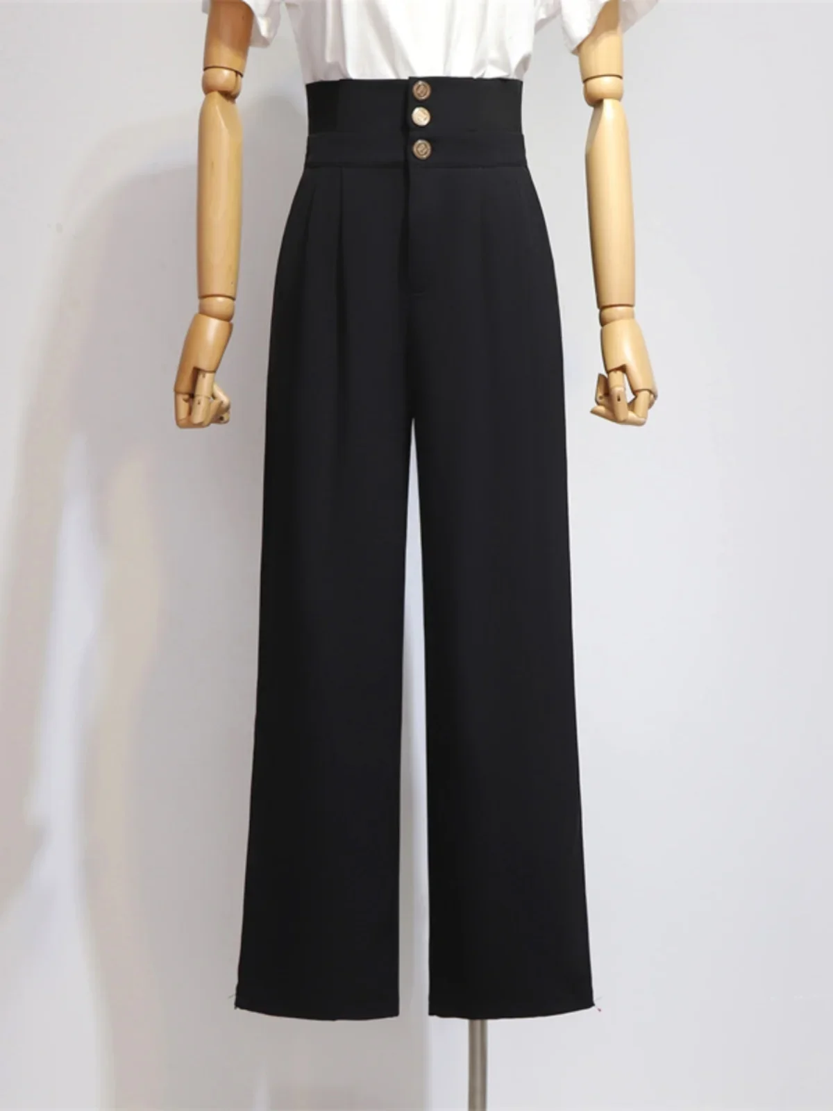 

SuperAen Summer High Waisted Suit Wide Leg Pants for Women 2024 New Style Pants Loose Hanging Black Straight Leg Pants