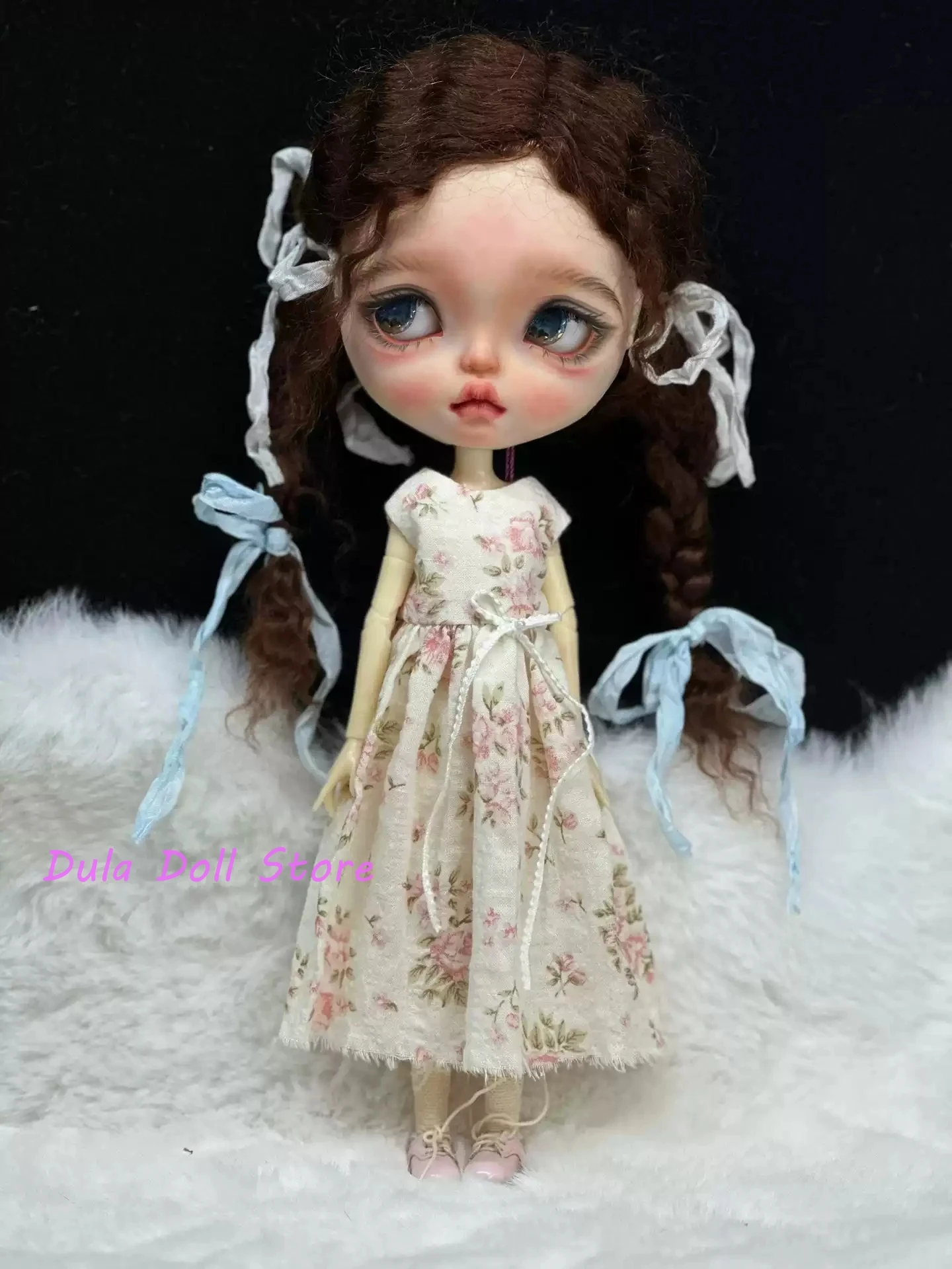 

NEW Dula Doll Clothes Dress Beige floral dress Blythe ob24 ob22 Azone Licca ICY JerryB 1/6 Doll Accessories