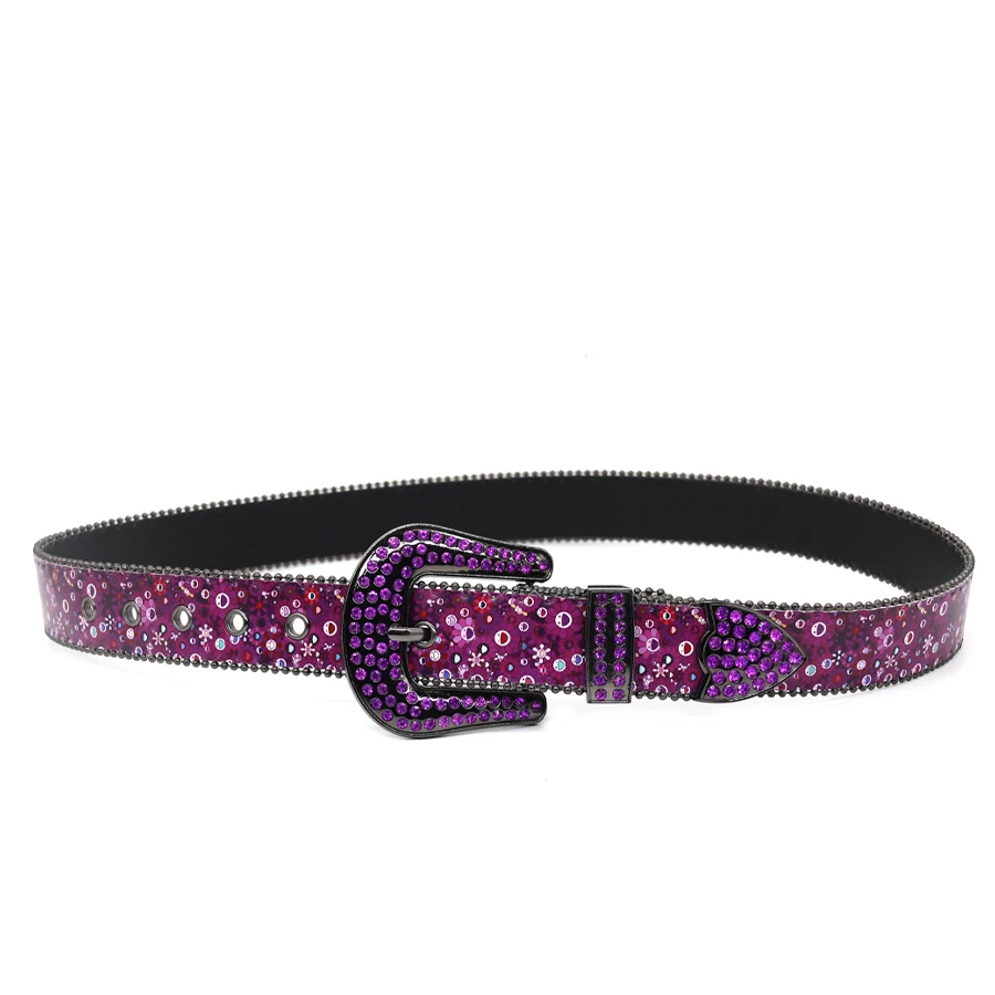 Cinture di strass di girasole muslimpunk Y2K cinture di lusso di marca di design in vera pelle con borchie di cristallo Western Cowboy Diamond Bling Belt