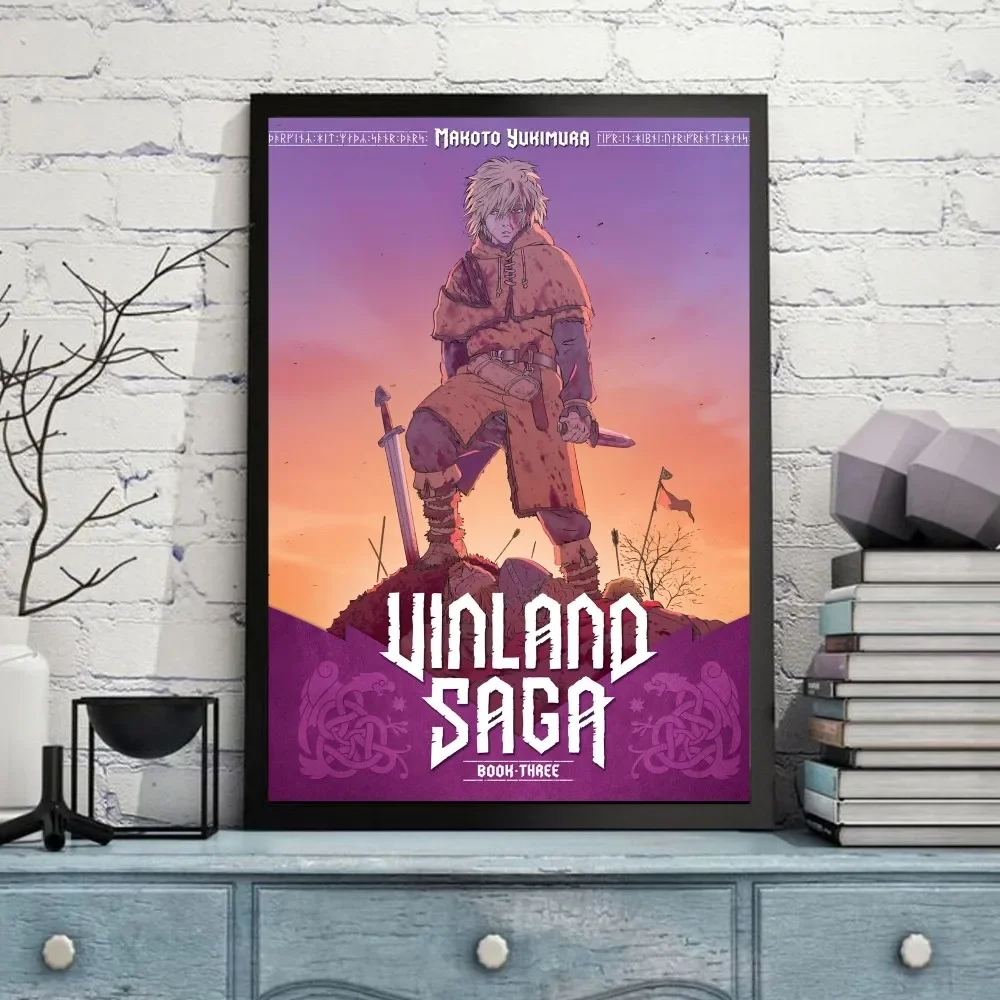 Anime Vinland Saga Poster Self-adhesive Art Poster Retro Kraft Paper Sticker DIY Room Bar Cafe Vintage Decorative Painting