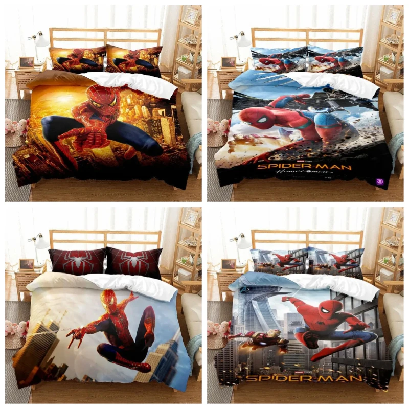 

Marvel Spiderman Duvet Cover Sets Quilt Cover Digital Printing Cartoon Superhero Bedding Set Pillowcase Boy Adult Gifts