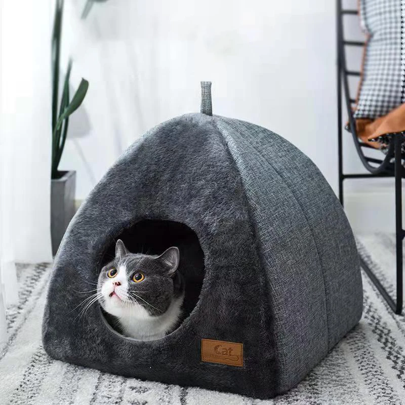 Warm Cat Bed Soft Thicken Pet House for Small Medium Cats Dogs Semi-Enclosed Non-slip Kitten Puppy Sleeping Nest Pet Supplies