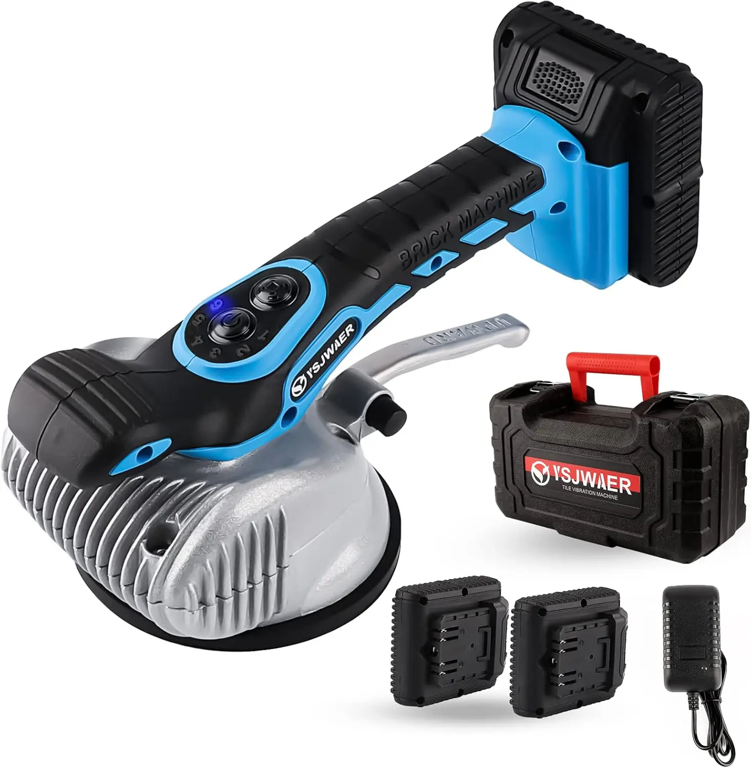 6-Speed Adjustable Automatic Leveling Tile Vibrator with Suction Cup, 10000mAh Battery 21000r/min for Tiling Installation Tool