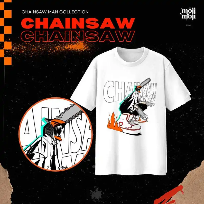 Chainsaw Man Shirt Denji TShirt Merch Cosplay Manga Pochita Shirt Gift for Anime Fans Clothing