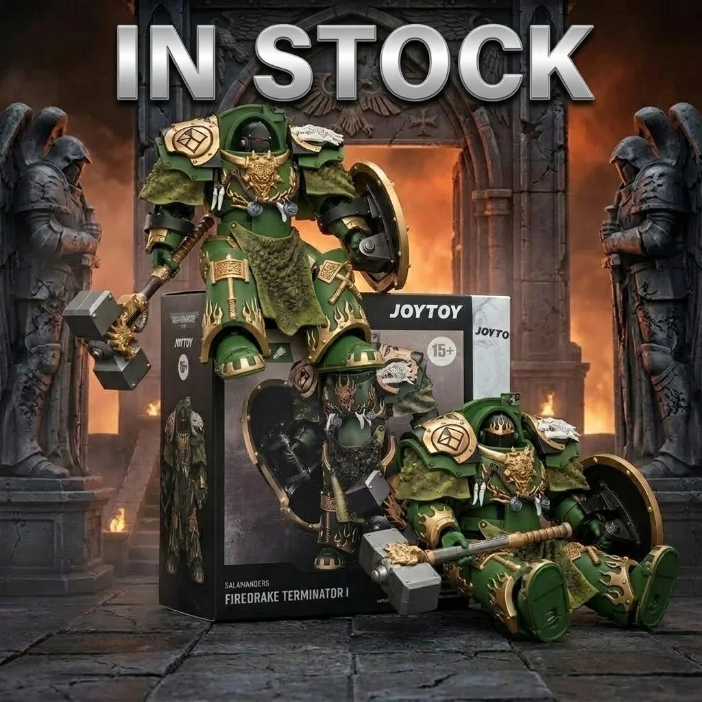 JOYTOY Warhammer 40k Figures The Horus Heresy  Salamanders Firedrake Terminator with Thunder Hammer Dragonscale Storm Shield