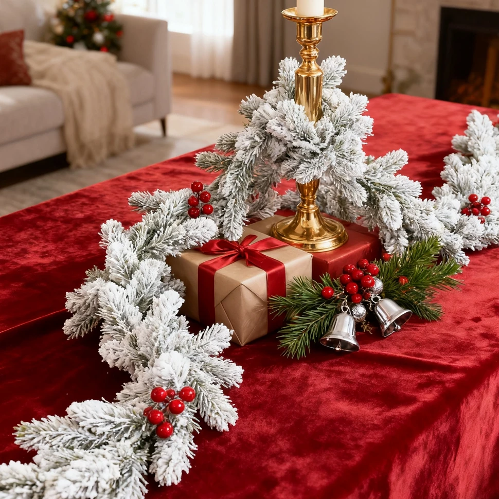 

Artificial Plants Rattan New Year Christmas Pine Tree Garland Home House Board Fireplace Outdoor Garden Exquisite Rattan Decor