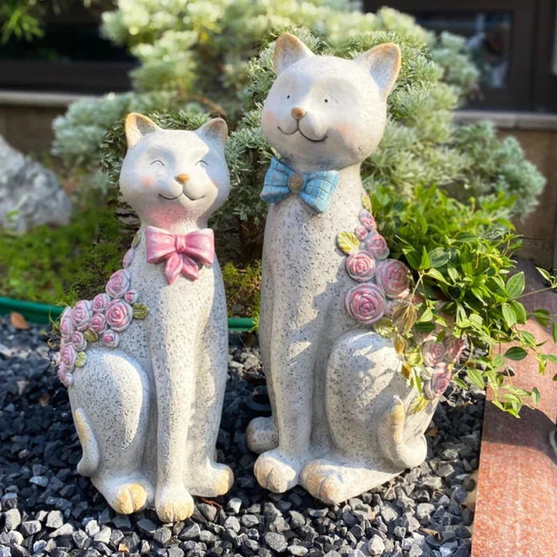 Cartoon Cat Family Flower Pot Creative Animal Sculpture Outdoor Garden Decoration Kindergarten Yard Ornament for Planter