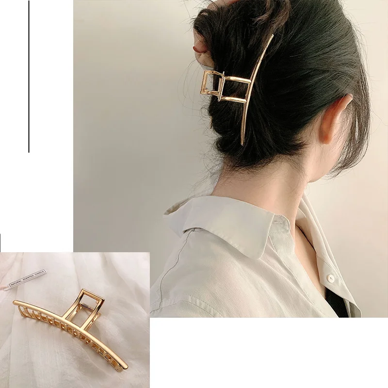 2022 New Women Fashion Crab Hair Clip Hair Accessories Metal Geometric Hollow Hair Clips Headband Hairpins Hair Accessories