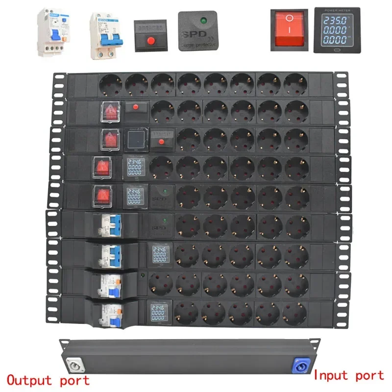 

19 inch Power Strip Switcher Network Cabinet Rack Strips Schuko Powerlink box Power amplifier audio port Link EU plug socket